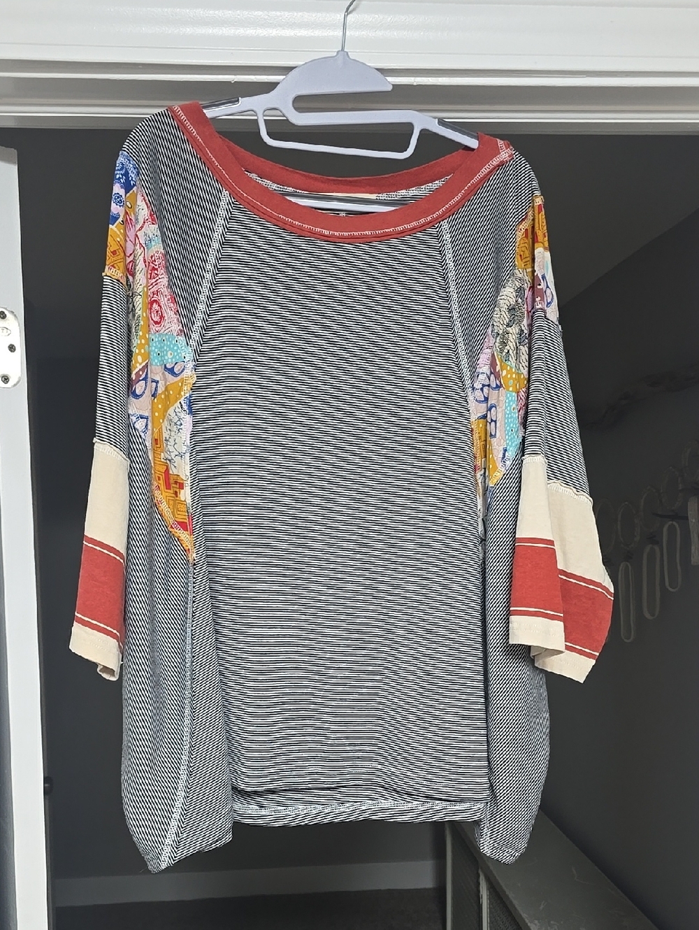 Three Bird Nest Rust Red & Black Striped Knit Top